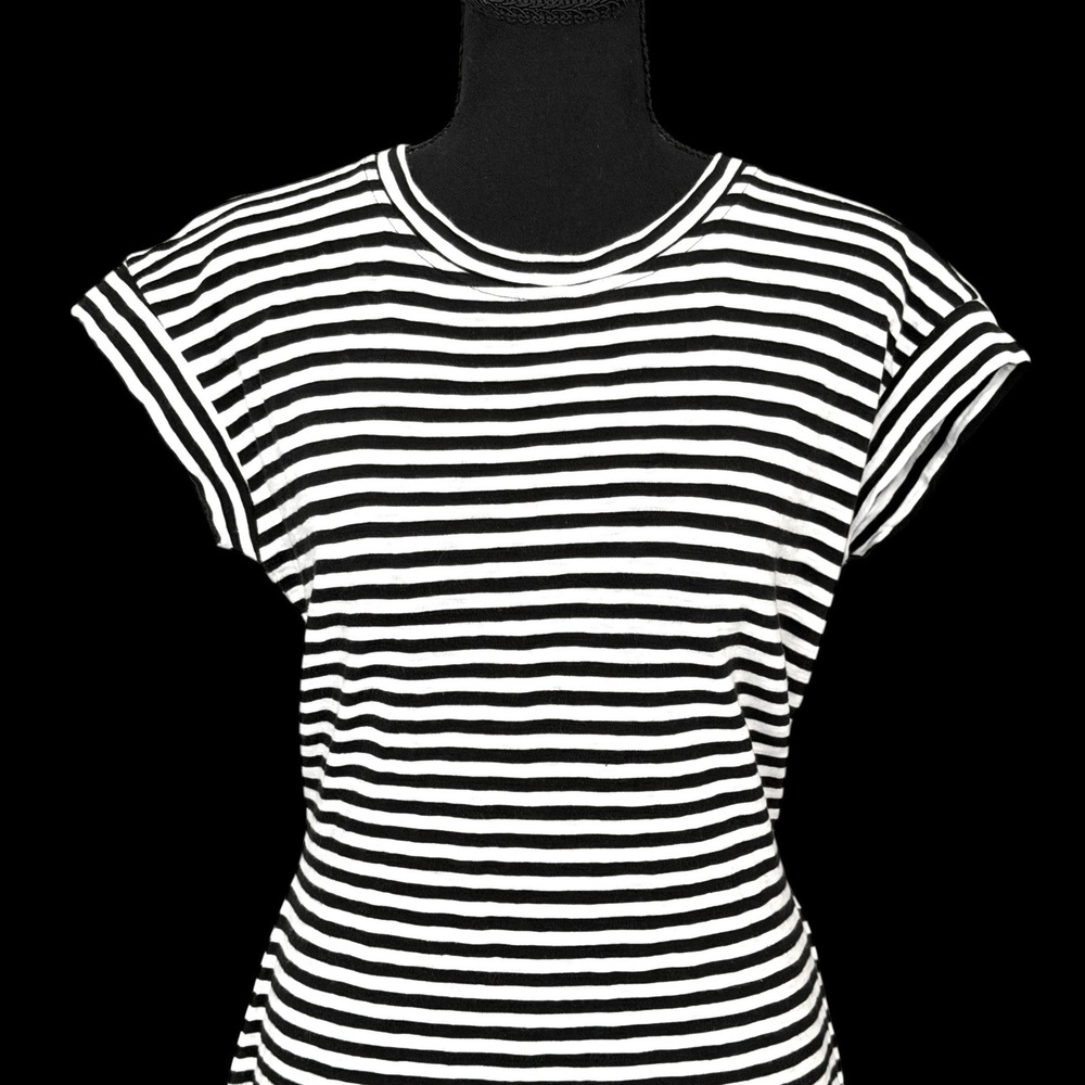 J.Crew Factory Cotton T-Shirt Dress XL Black White Sustainable Nautical French - Picture 4 of 8